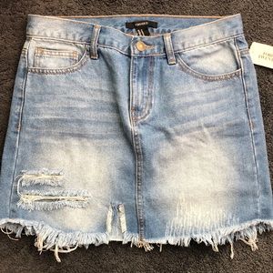 Forever 21 Ripped Jean Mini Skirt